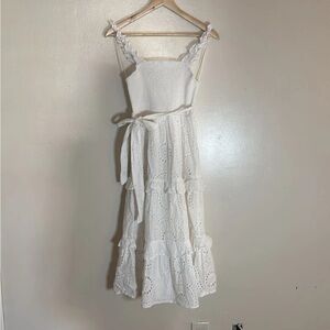 Lulu's White Eyelet Midi Dress